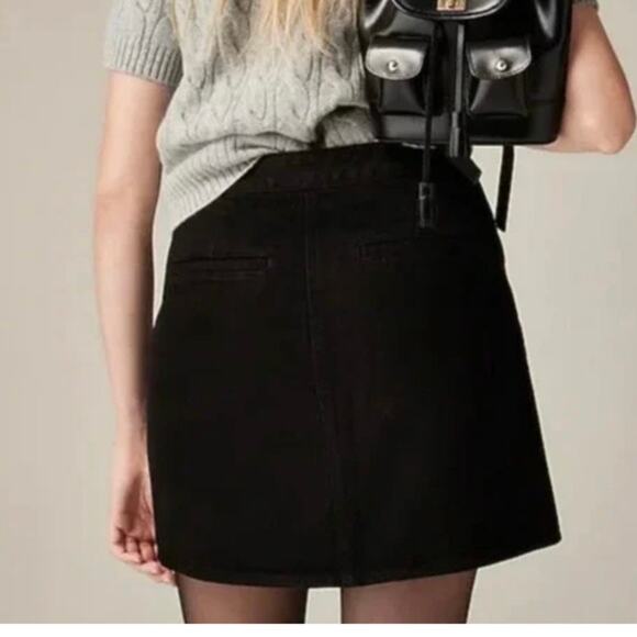 J Crew Women's Button Front Denim Skirt Size 8 Black High Rise Preppy - Picture 5 of 13